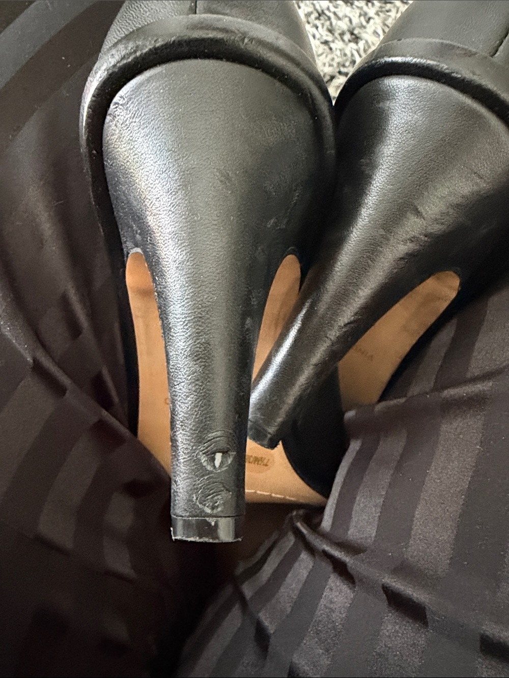 Vince Camuto Black Leather Open-Toe Ankle Heel Booties with Side Zip - Picture 8 of 8